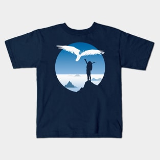 Mountain Hiking Girl Graphic Design Kids T-Shirt